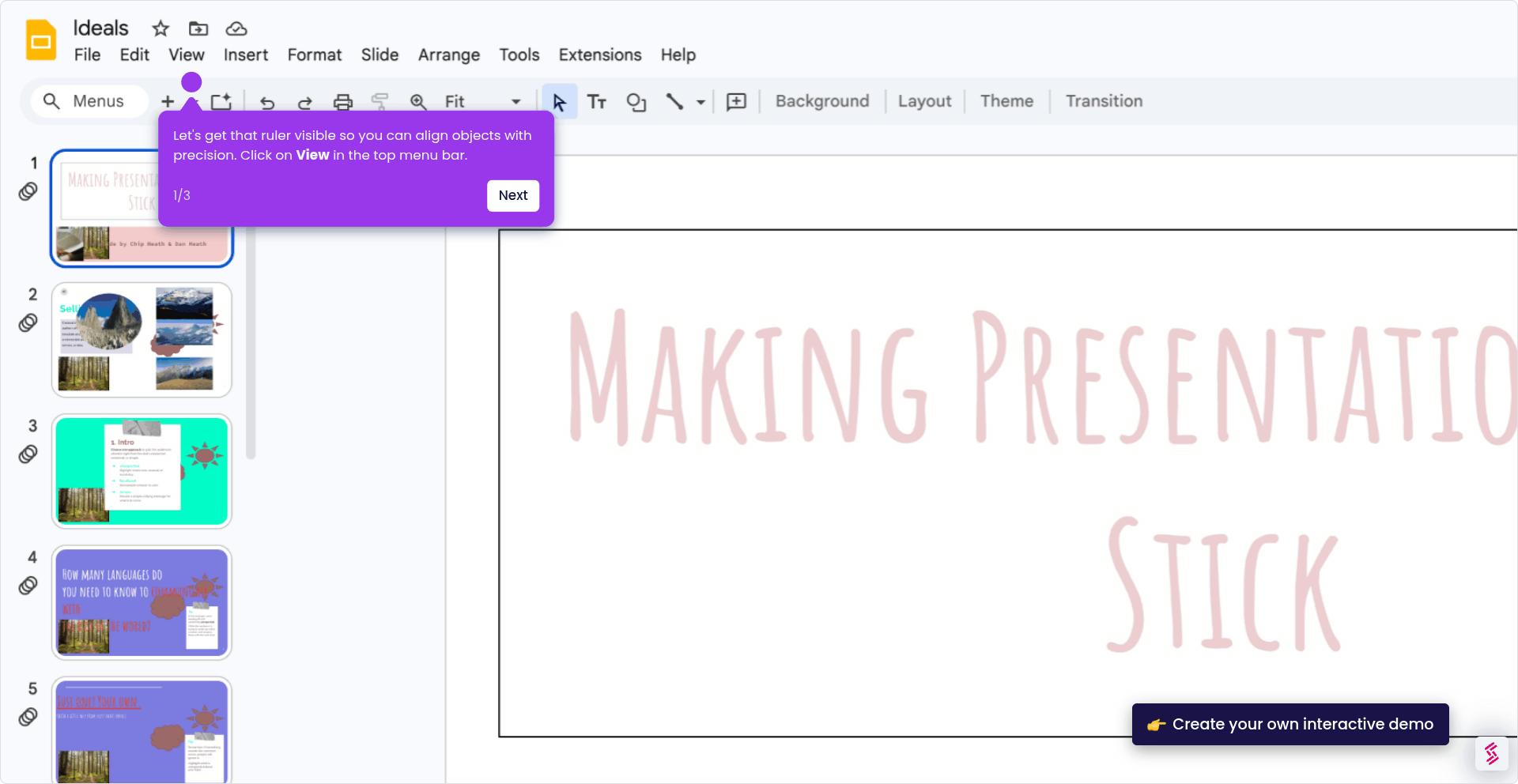 How to Show the Ruler in Google Slides