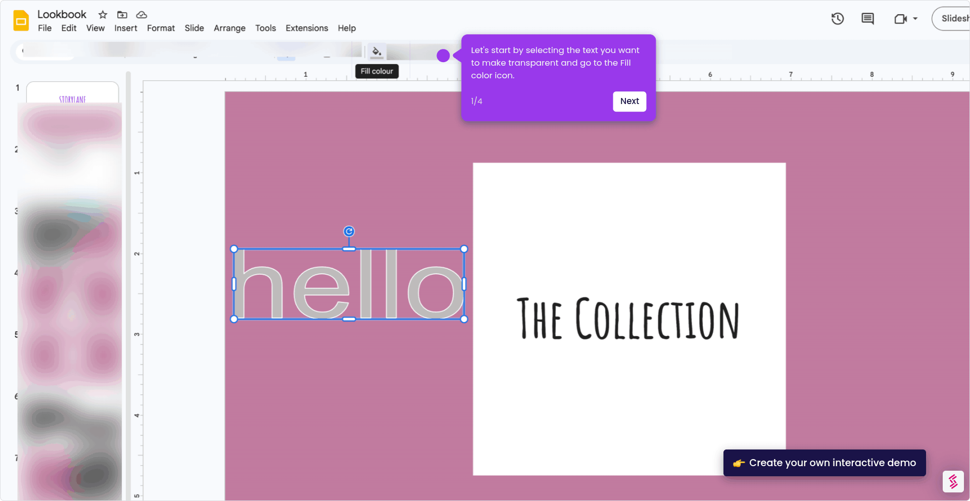 Make Text Transparent in Google Slides
