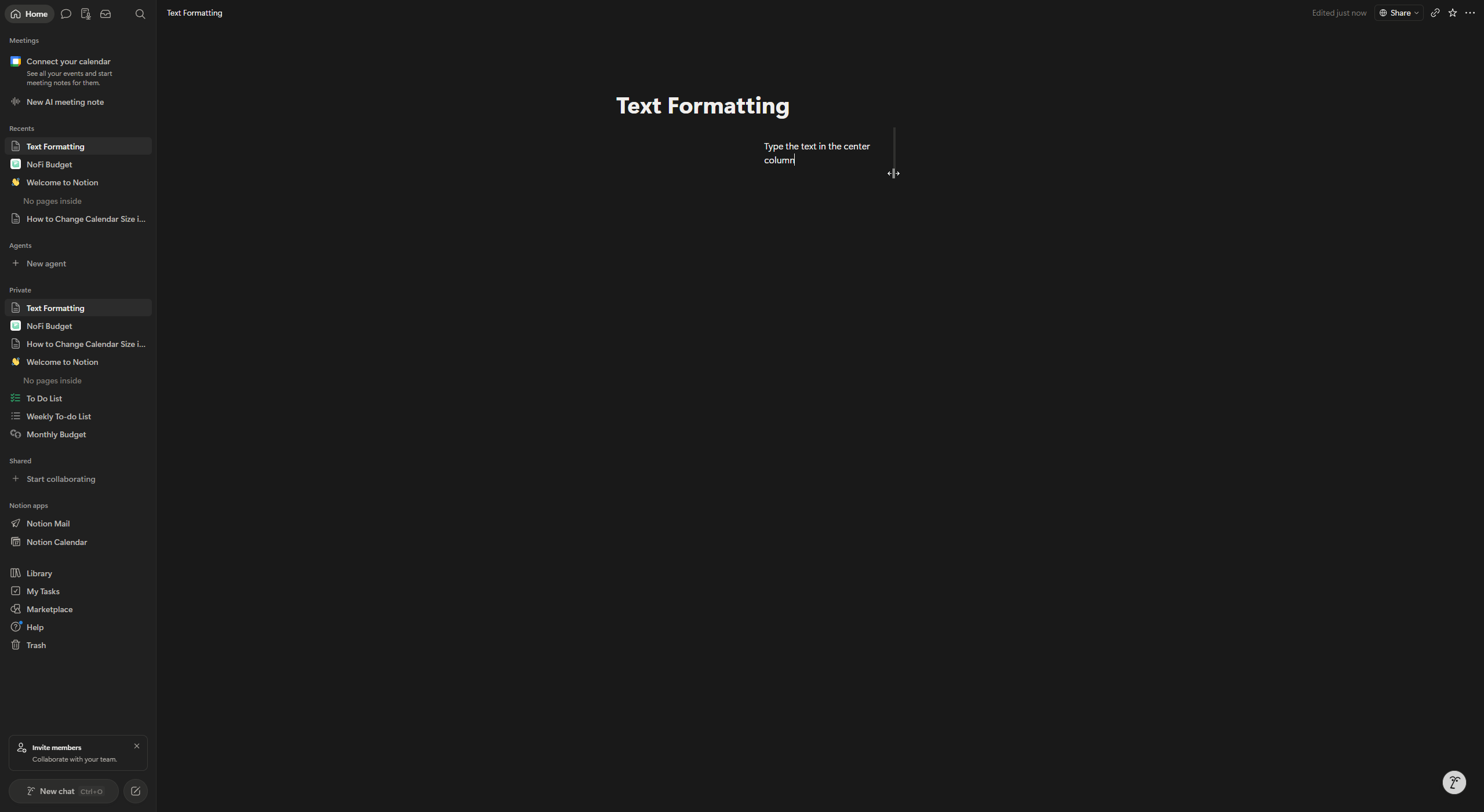 How to Center Text in Notion (Column Trick)