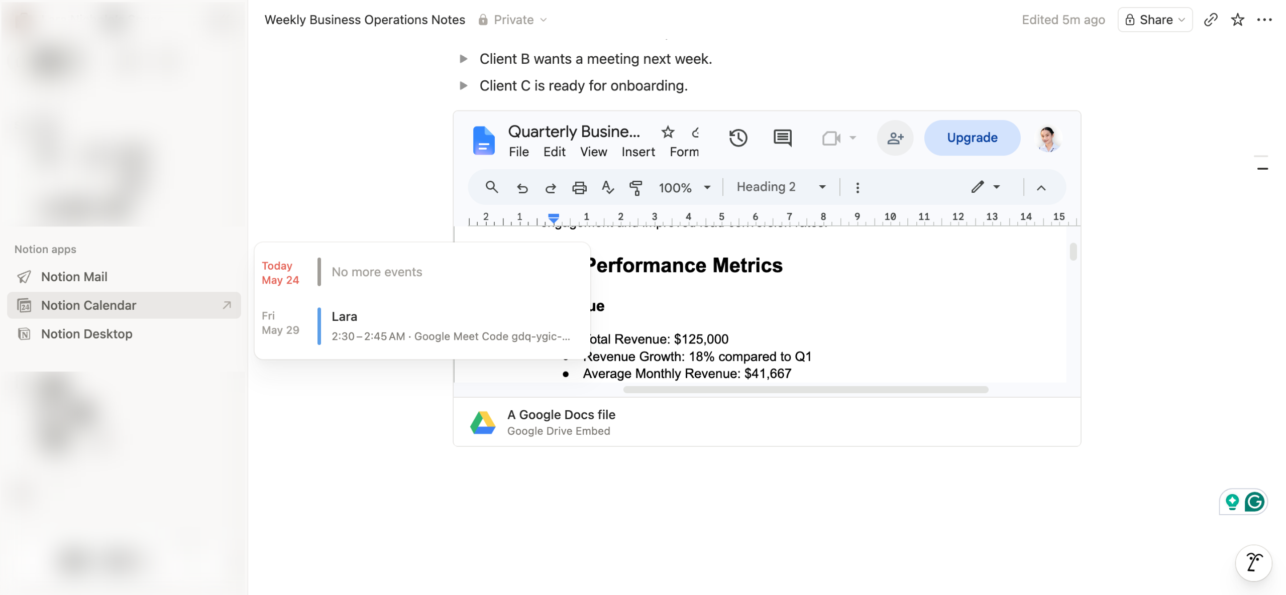 Schedule Google Meet Meetings in Notion
