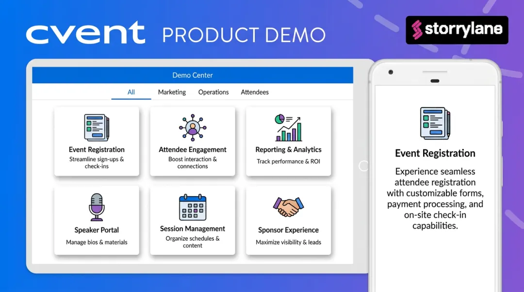 Interactive demo hub gallery layout displaying multiple product demos organized by use case