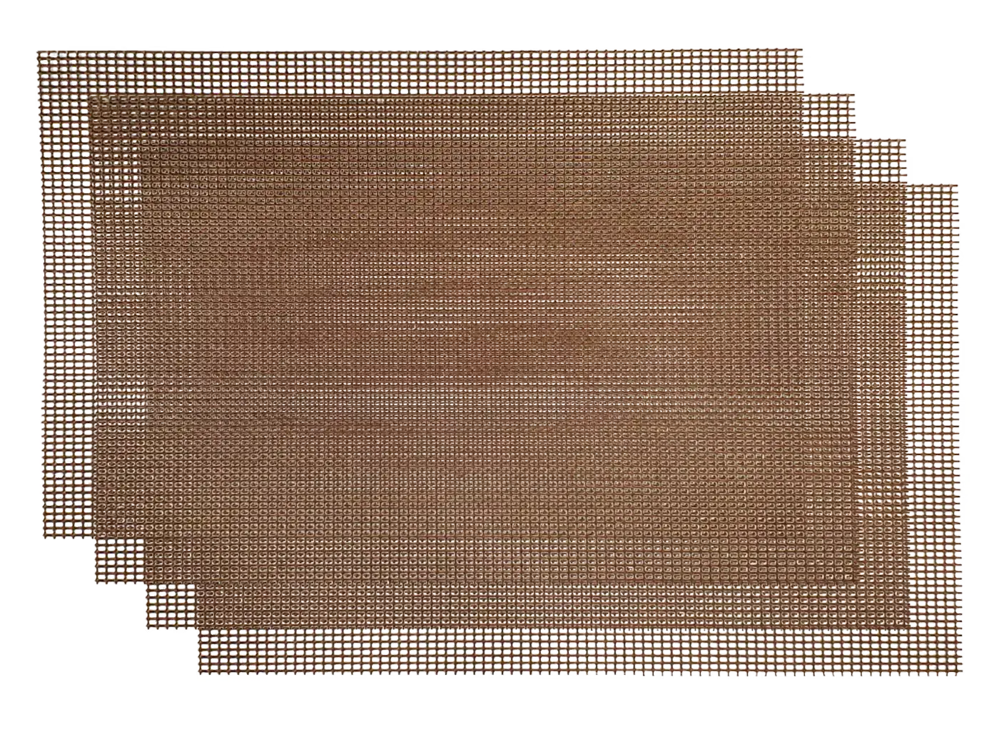 Stack of NS85M 50 x 85 cm non-stick Teflon mesh mats, available in a 28 pack for commercial dehydrators