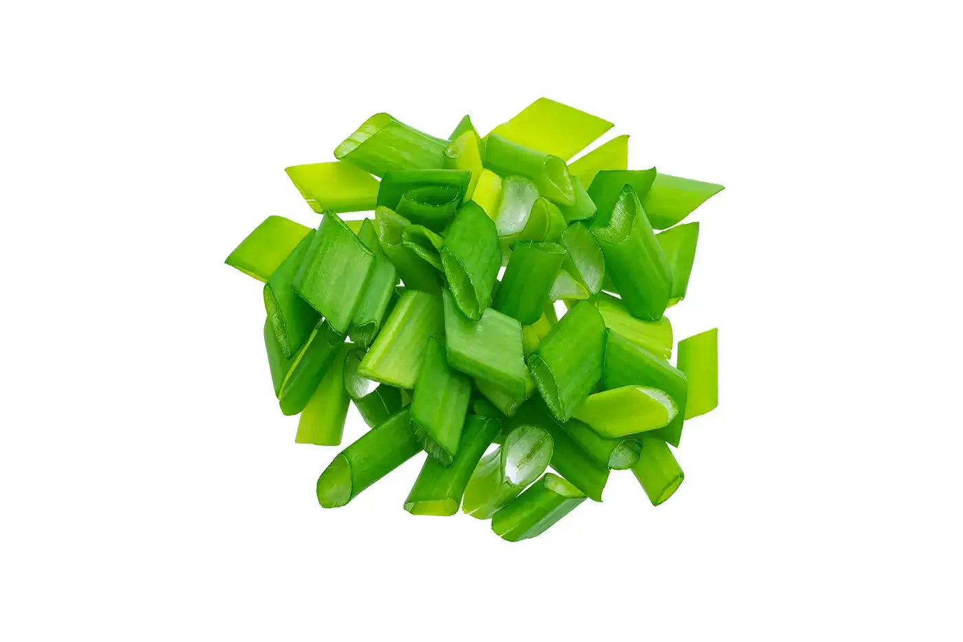 Diced green chives cut with the precision cutting tool set showing uniform vegetable slices for kitchen preparation