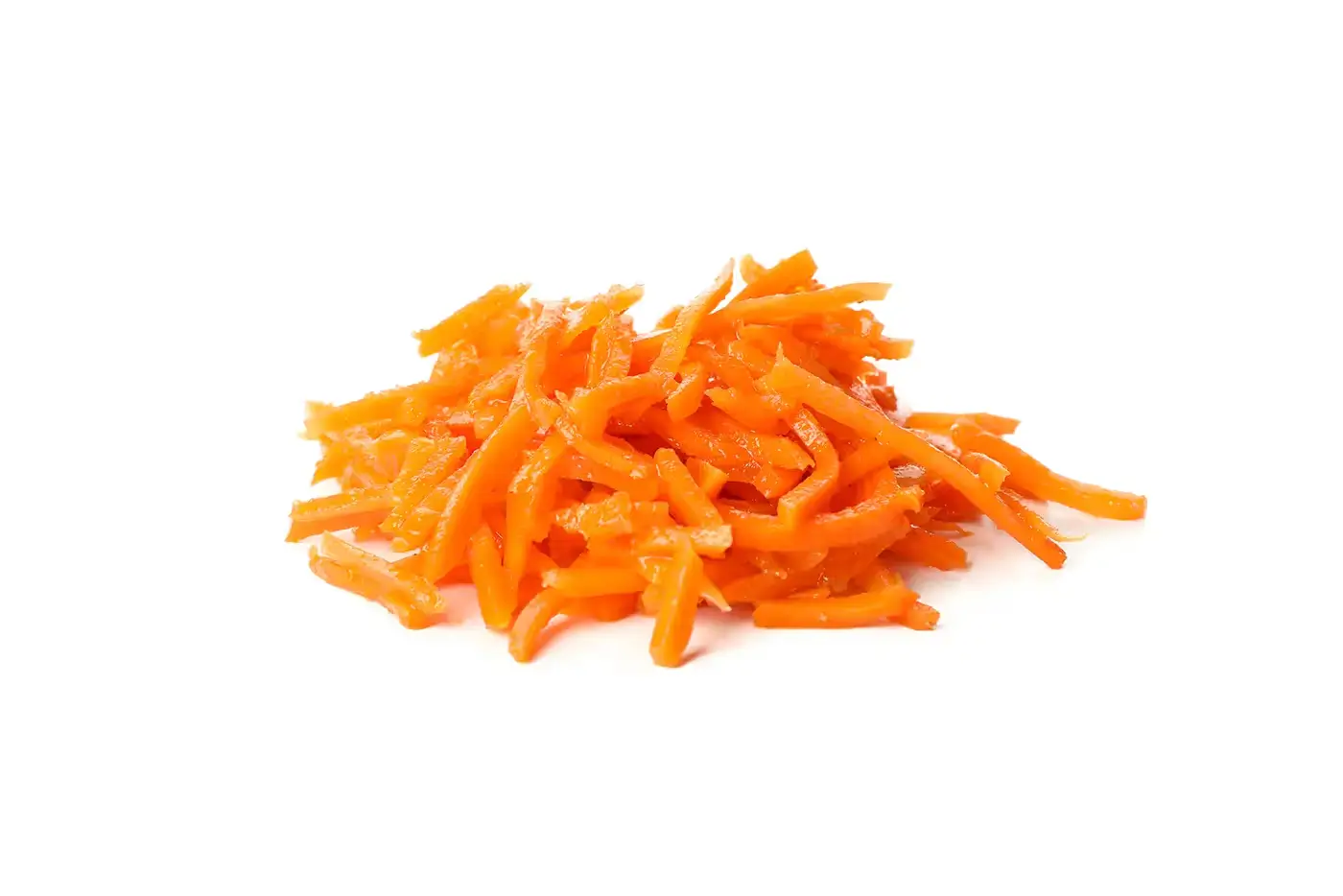 Carrot shreds produced with BenchFoods 1.5mm 1/16 inch stainless steel grater blade, ideal for salads and cooking
