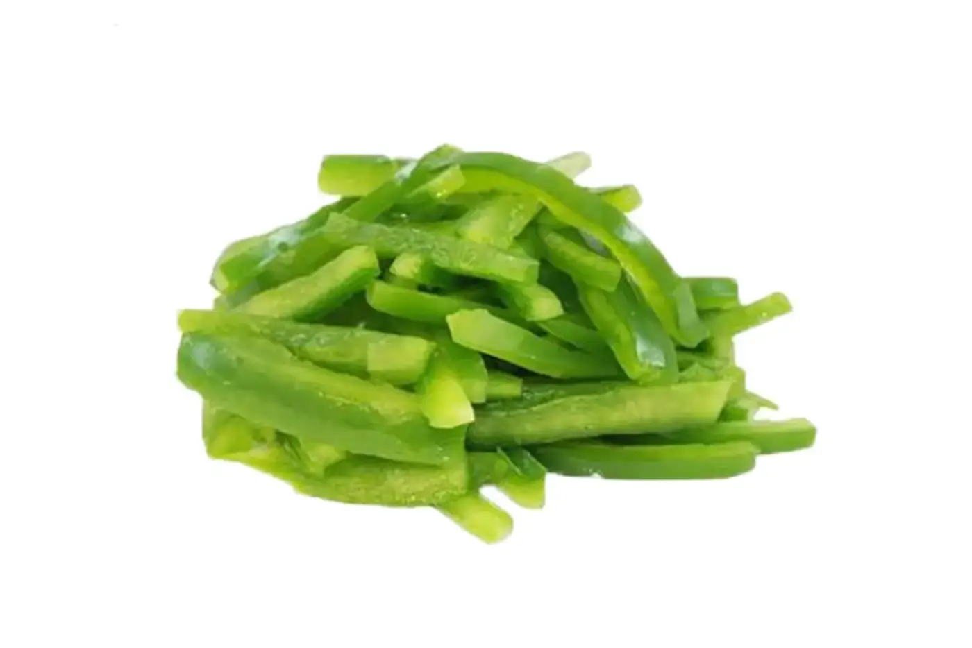 BenchFoods green capsicum strips cut with 5/32 x 5/32 inch (4 x 4 mm) julienne blade for Robot Coupe