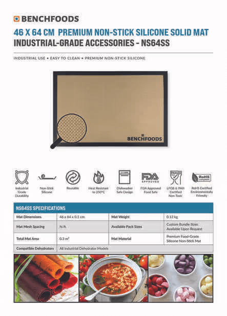 46 x 64cm Solid Industrial Non-Stick Dehydrator Mats