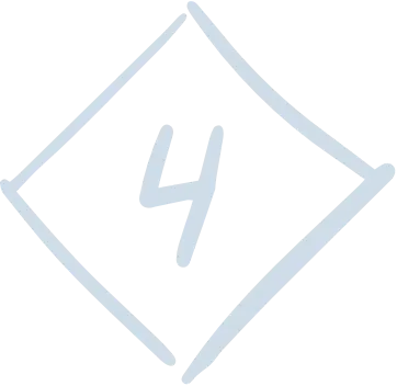 Light blue diamond shape with the number 4 inside on a transparent background.