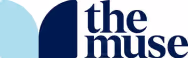 Logo of The Muse with stylized text and colored shapes.