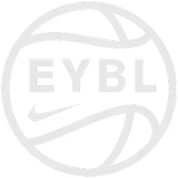 EYBL basketball logo featuring a stylized basketball outline with the letters EYBL and a Nike swoosh inside.