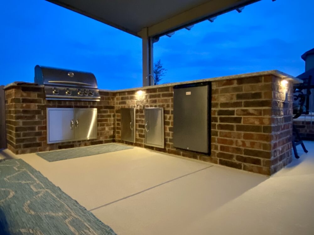outdoor kitchen at night