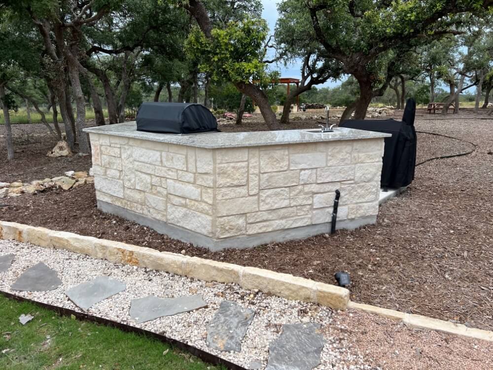 long outdoor kitchen counter