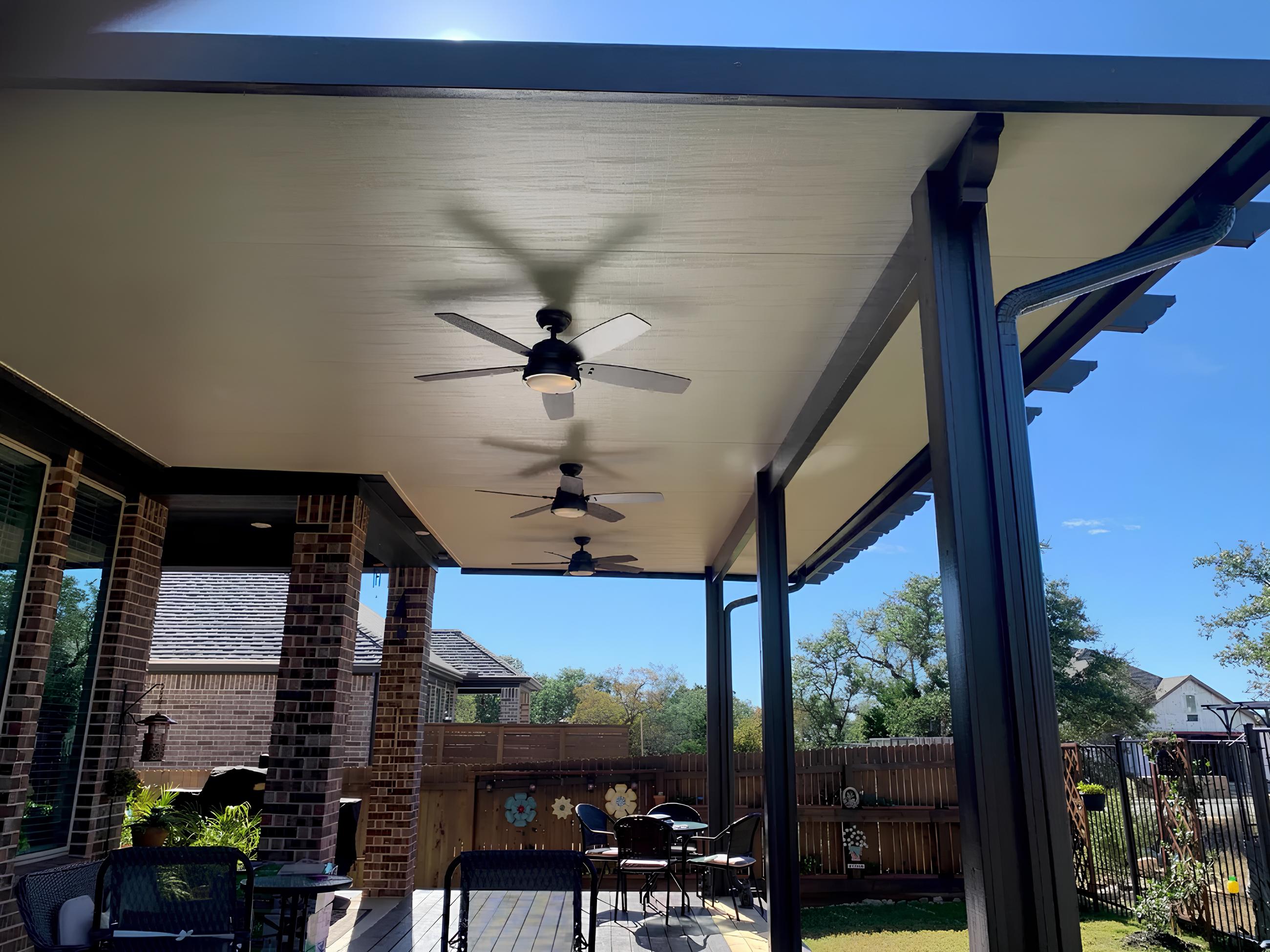 12 foot high patio cover with fans