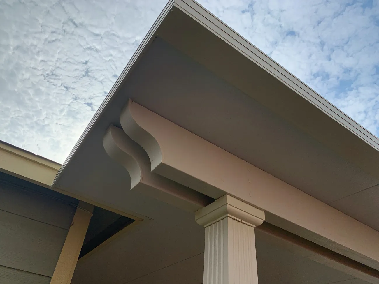 close up of a pergola style patio cover in gardendale texas