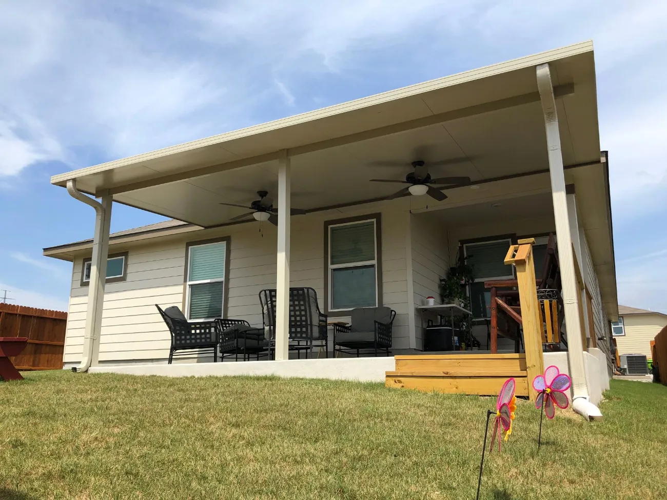 white patio cover over 12 feet height