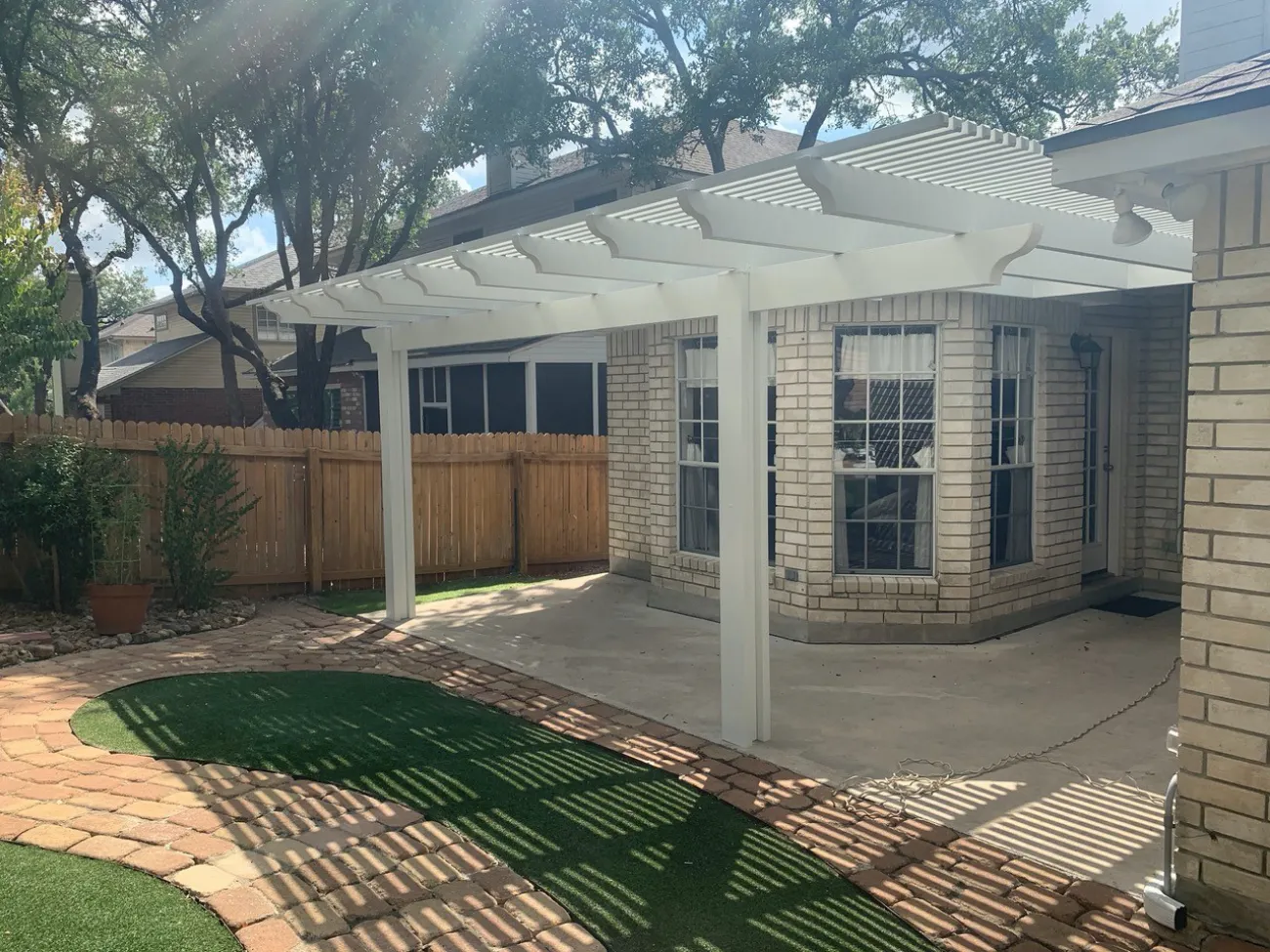 white pergola in river road