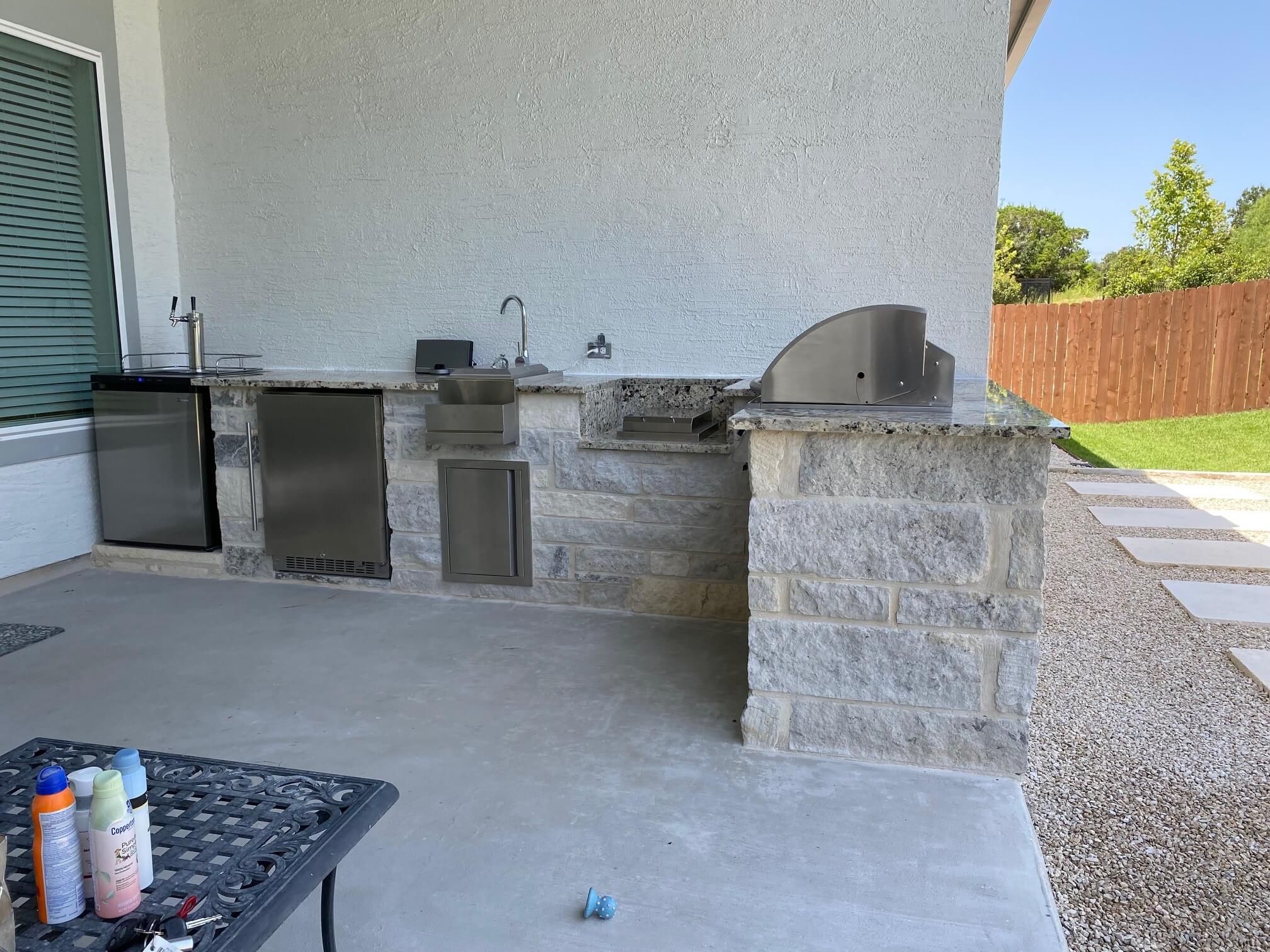 outdoor kitchen being built in san antonio