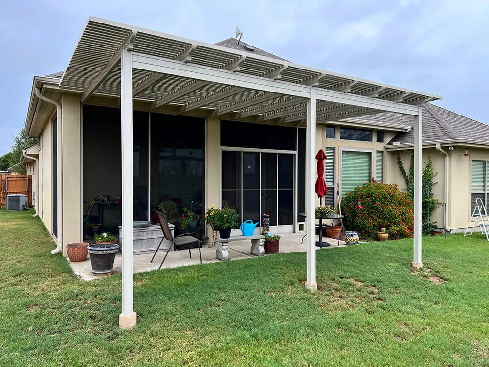 Patio with pergola in San Antonio backyard