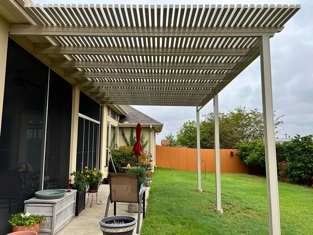 Pergola over backyard patio in San Antonio
