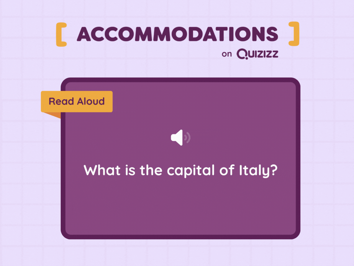 Different accommodations available in Quizizz 