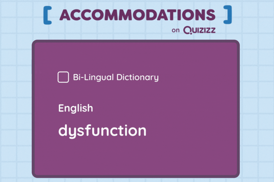 Different accommodations available in Quizizz 