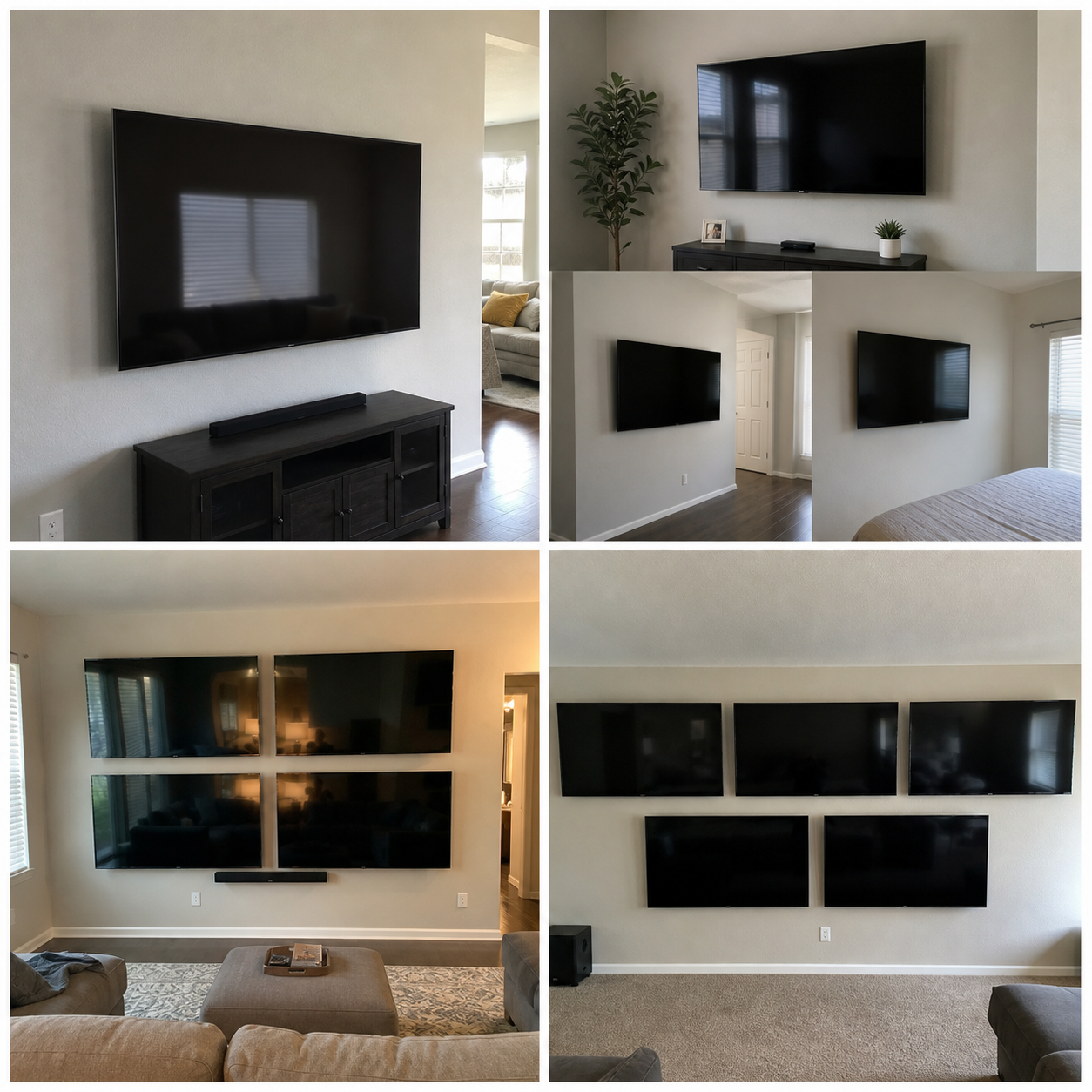 Multi-room TV mounting package used for a Houston home theater setup plan