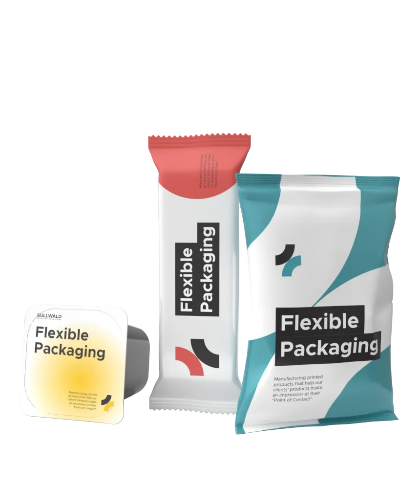 Examples of flexible packaging products manufactured by Sullwald Printing Solutions.