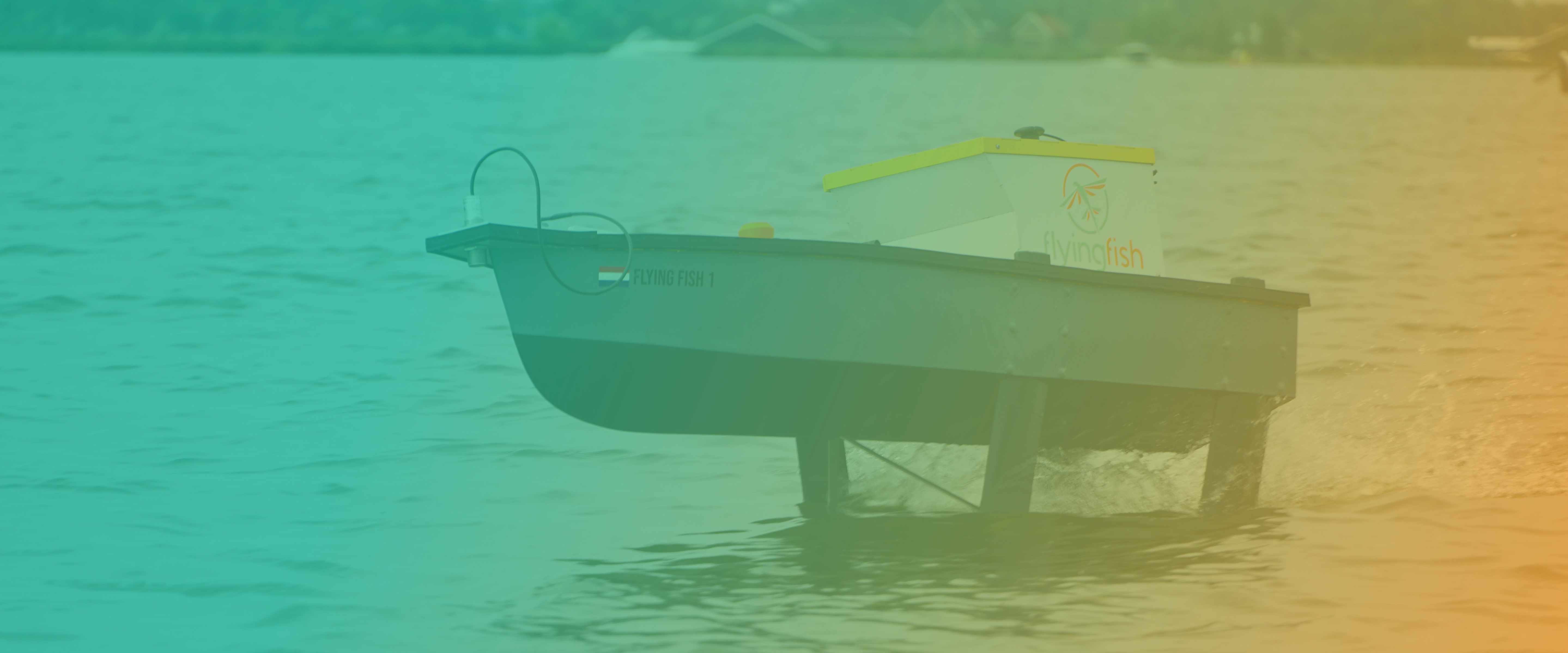 Our History banner image, showing a photo of the Flying Fish 1 hydrofoil demonstrator boat.
