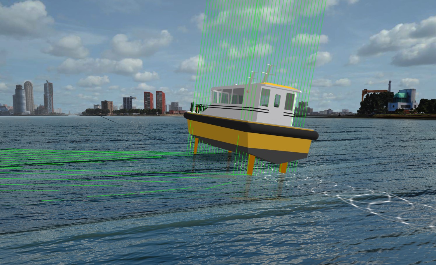A screen showing the skipper app in use on a watertaxi in Rotterdam.