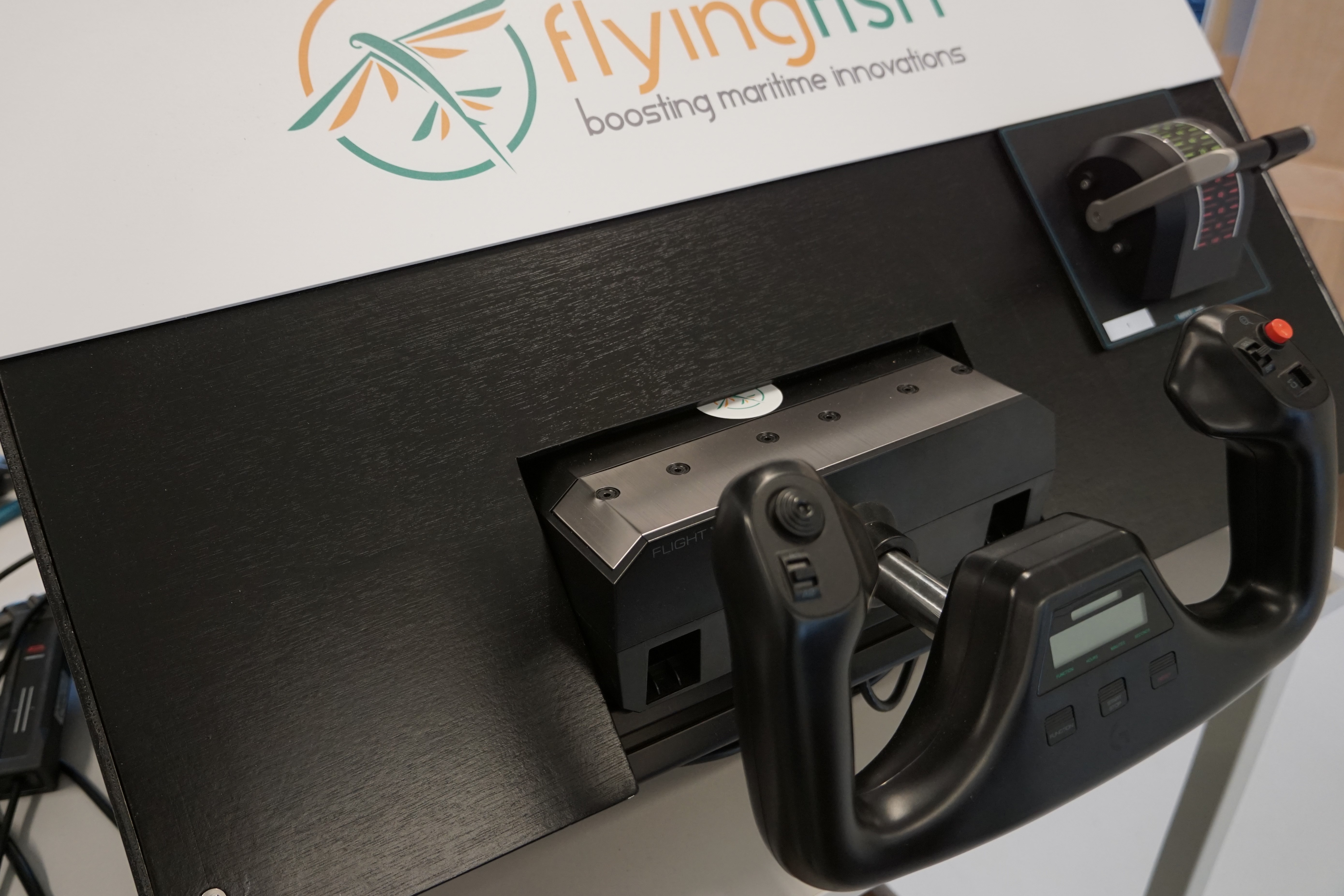 Picture of a hardware setup for the Flying Fish hydrofoil flight simulator.