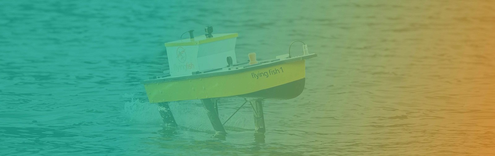 Hydrofoil Solutions banner image showing the Flying Fish 1 hydrofoil demonstrator boat.