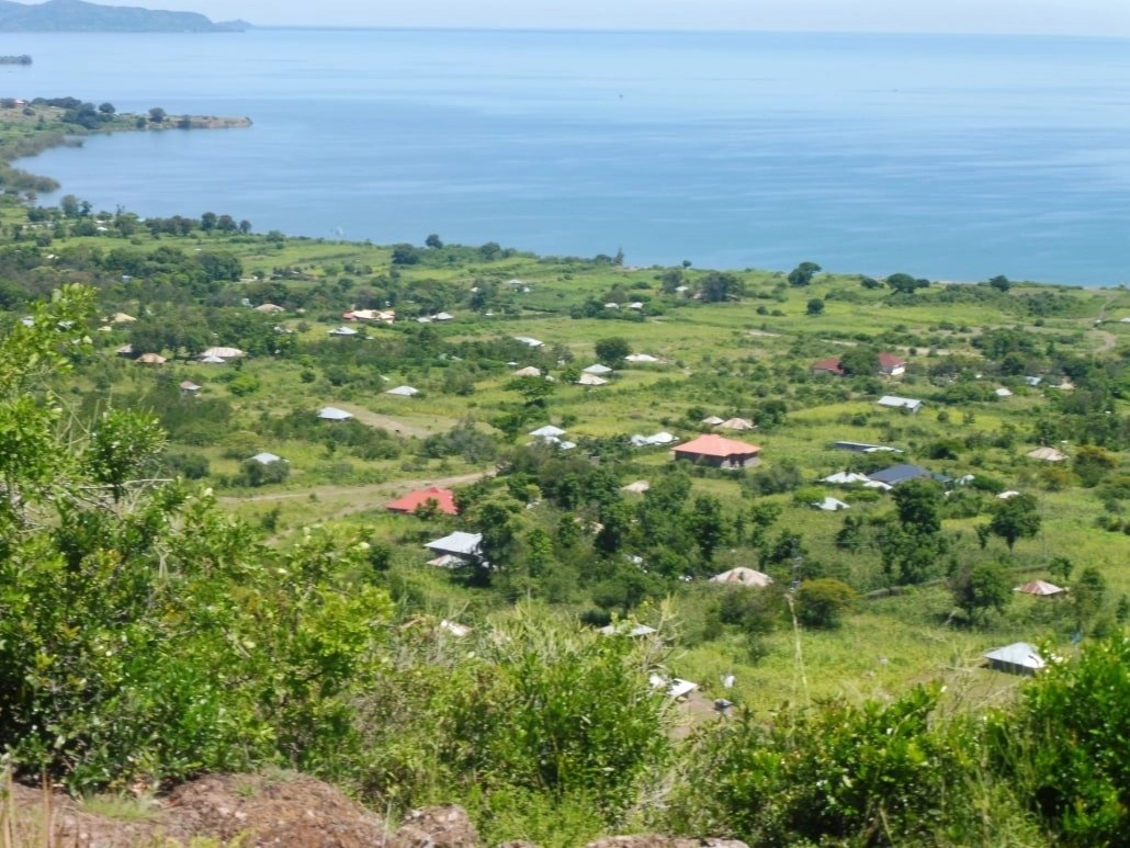 View of lake victoria from hillside among the projects