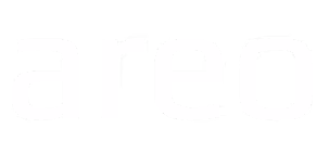Areo wordmark logo in white lowercase letters on a transparent background.