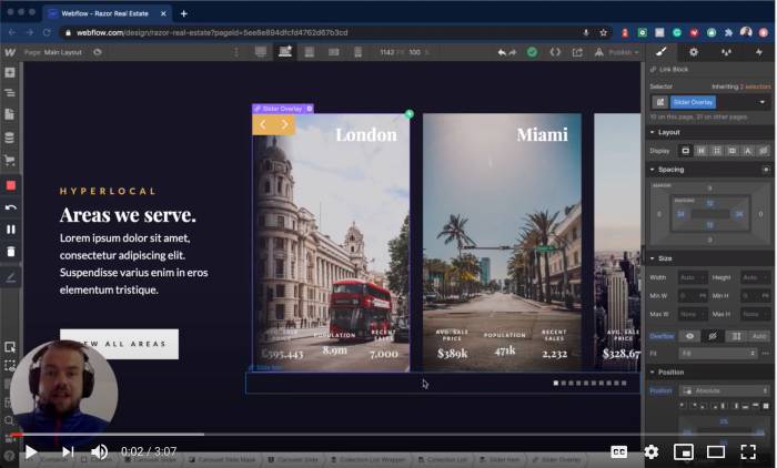 Editing the Areas Carousel
