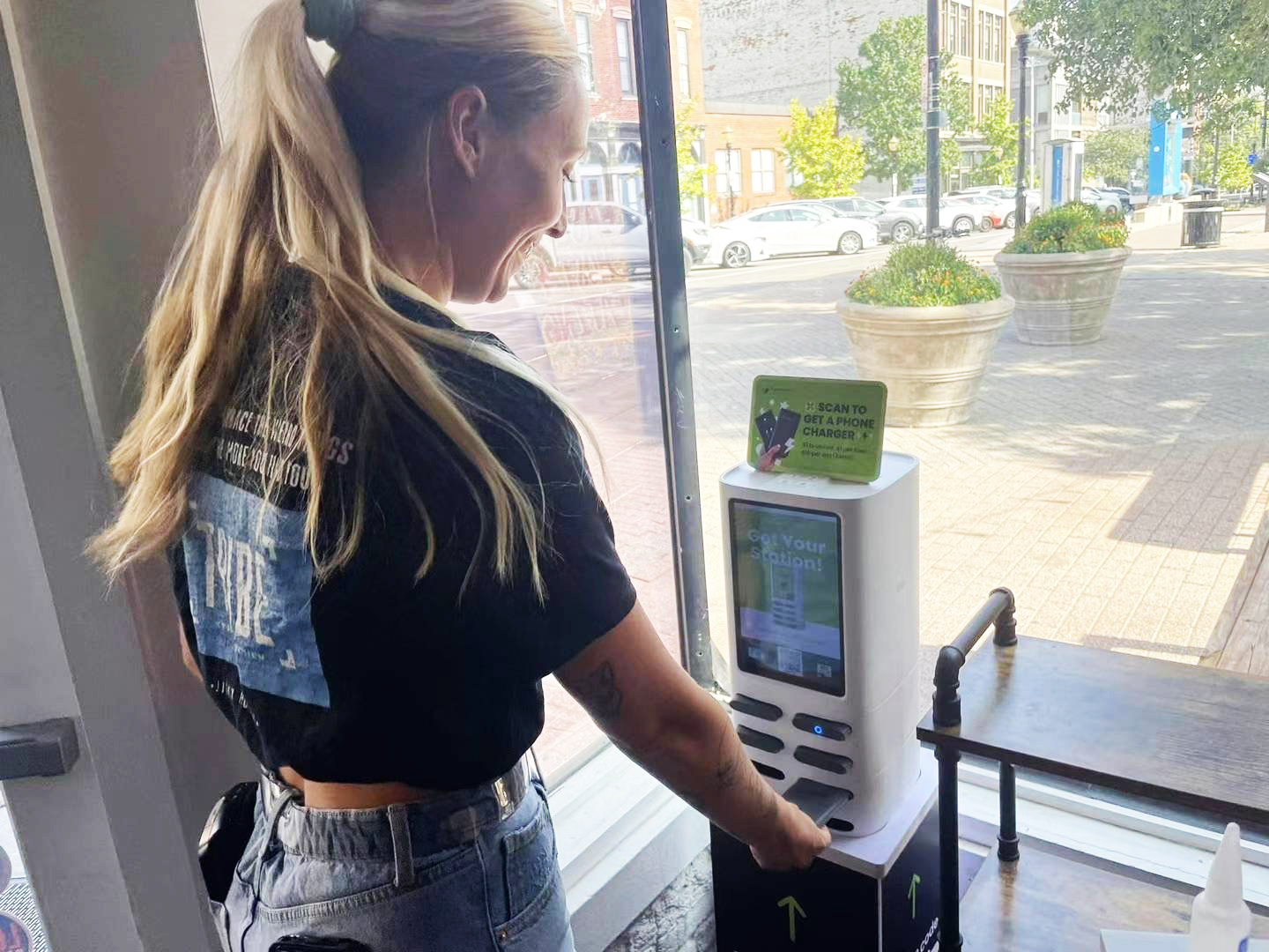 ChargerGoGo charging station displaying in store