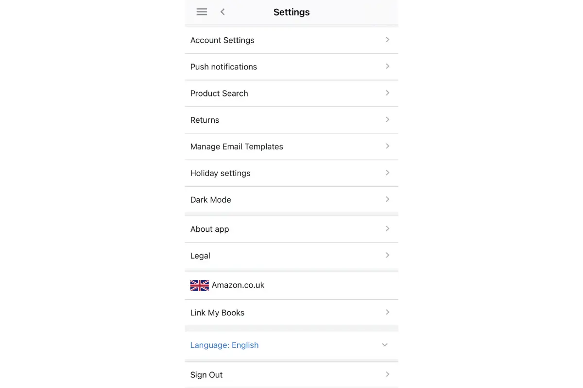 The settings page on an iPhone.