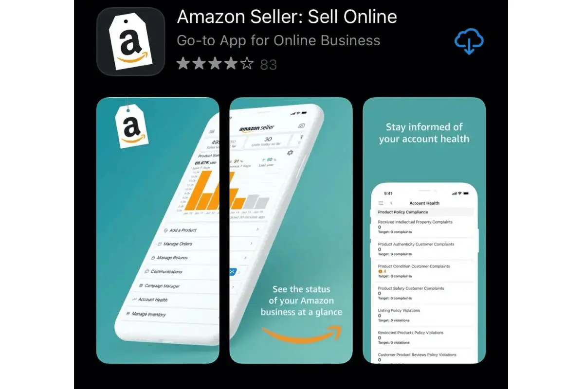 The amazon seller app on an iPhone.