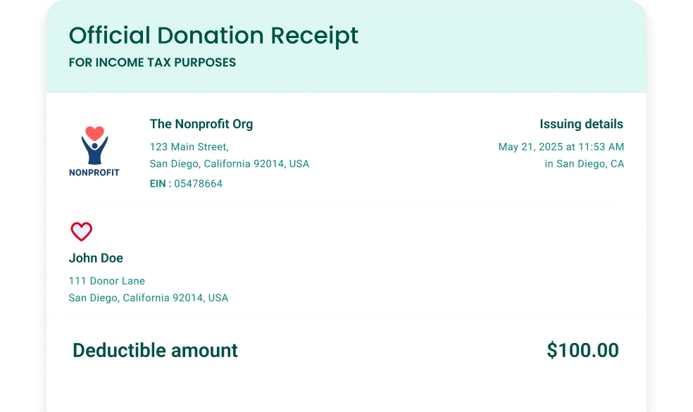 Automated tax receipts