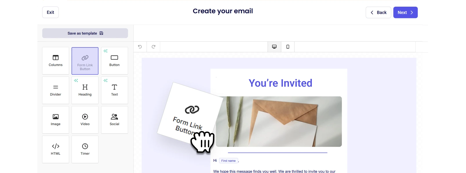 Drag & drop email builder