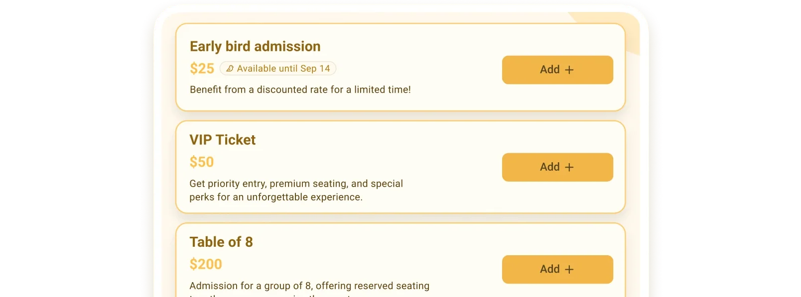 Unlimited ticket types
