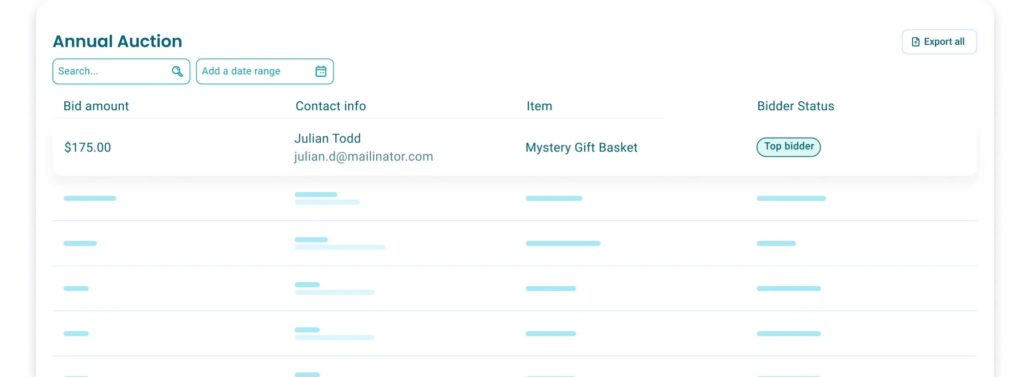 Real-time bidder tracking