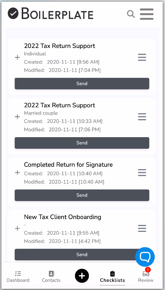 Boilerplate tax dashboard