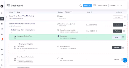 Boilerplate Software's Digital Onboarding Portal