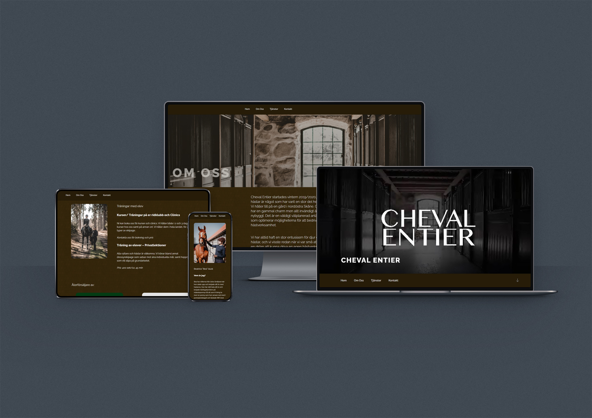 Website chevalentier.se displayed on different types of screens