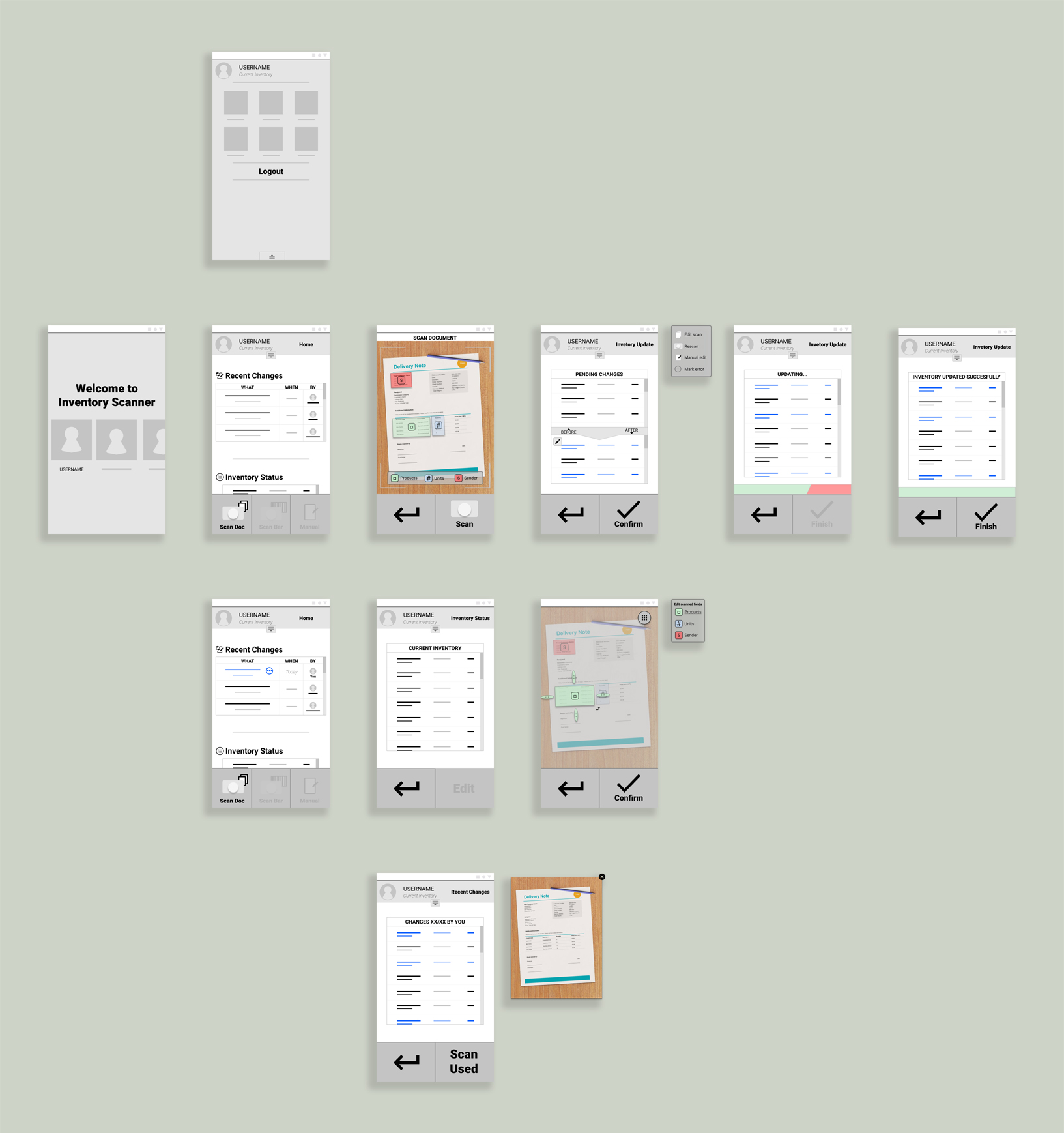 lo-fi prototype of the app