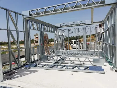 steel framed house from inside
