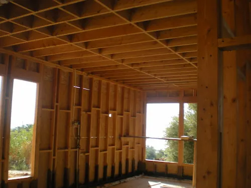 inside of timber framed house