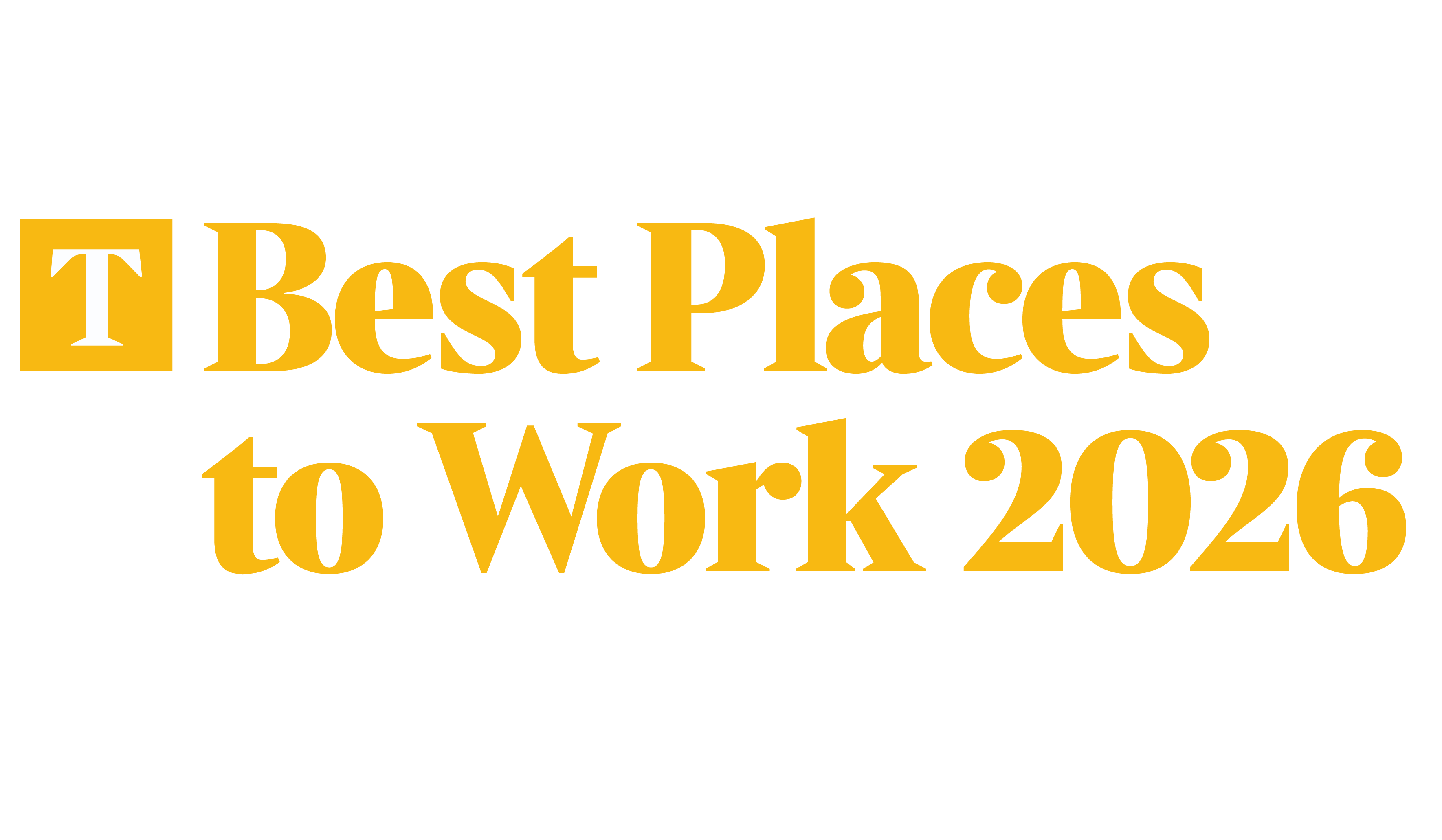 The Sunday Times Best Places to Work 2026 Small Organisation award logo on black background.