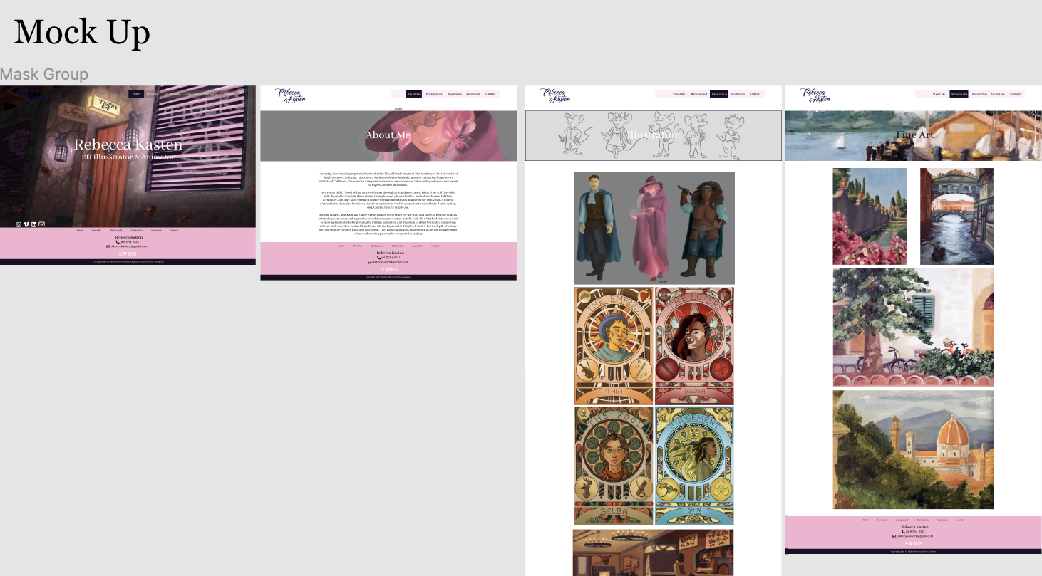 Mock up of Rebecca Kasten's Website