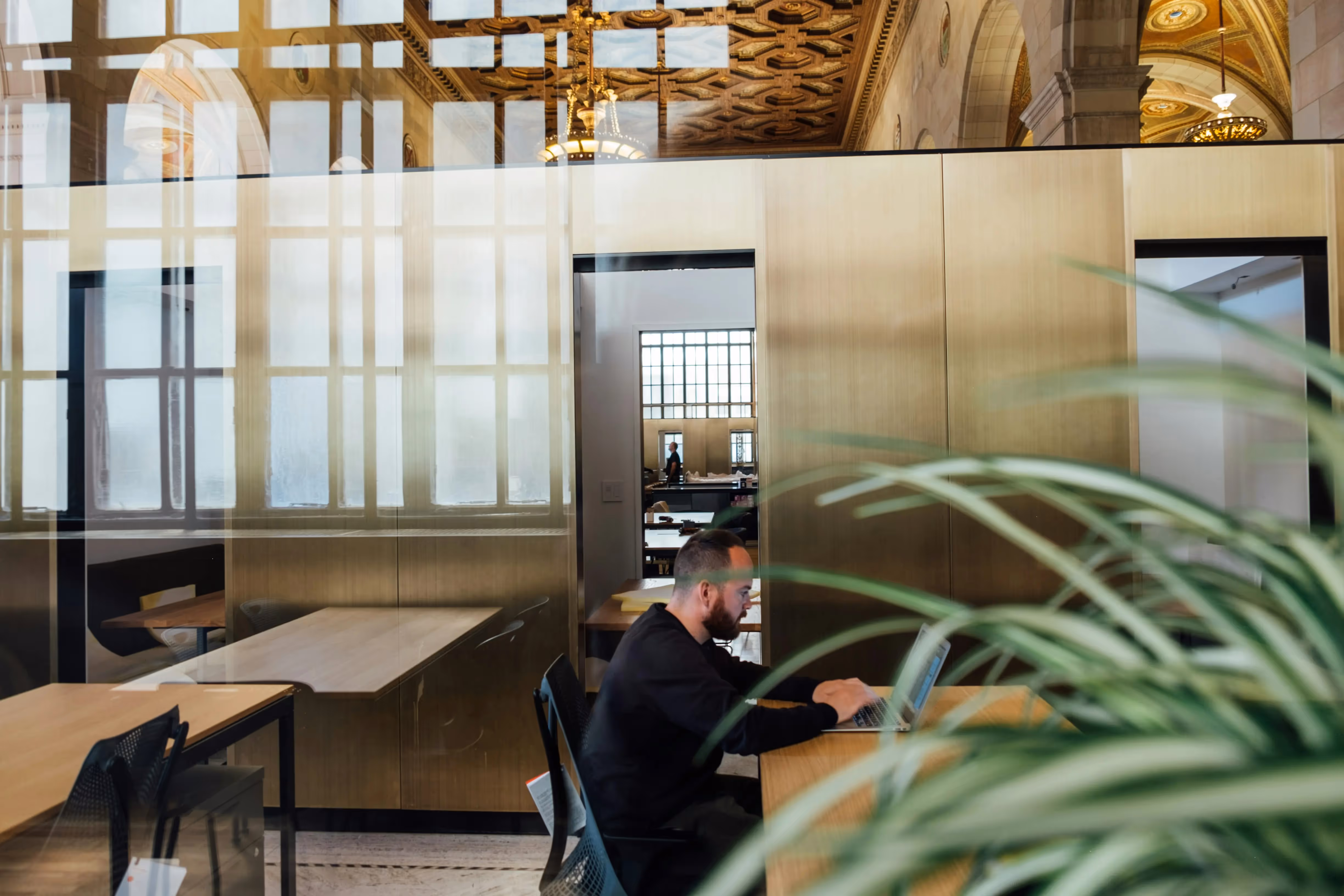 Man working in London office space