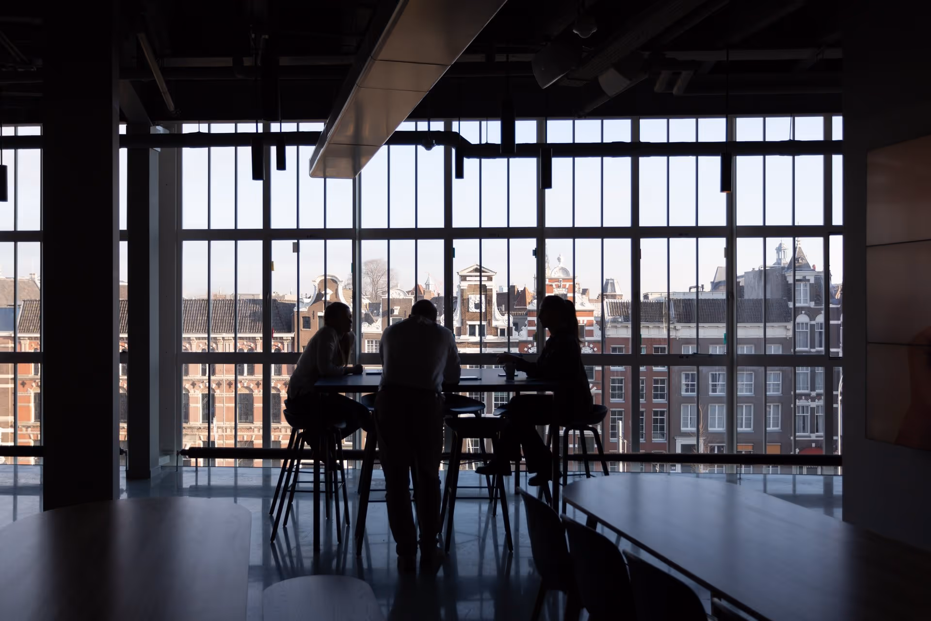 A spacious, luxury interior of a serviced office space in Chiswick, London.